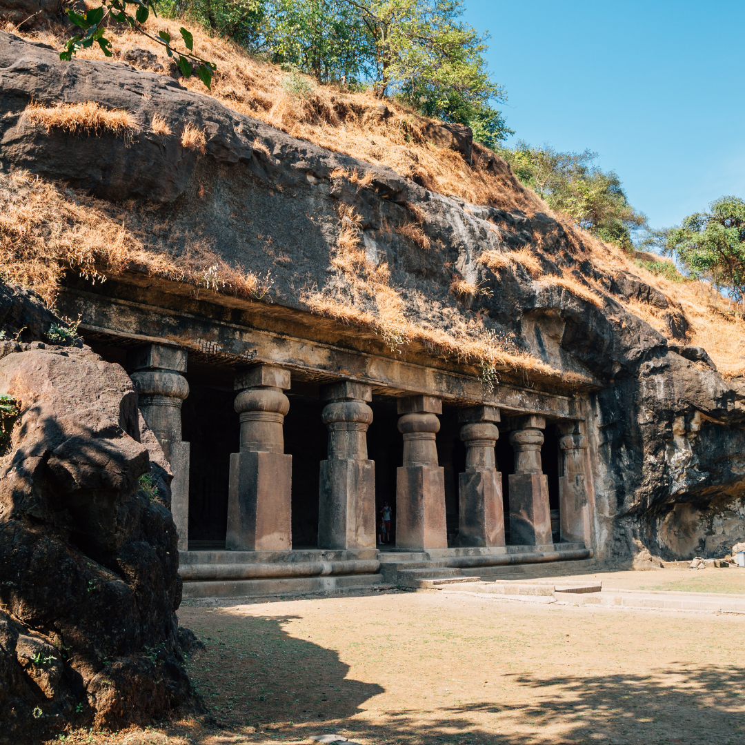 Rock carvings inside Elephanta Caves
